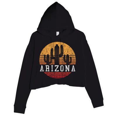 Arizona Cool Gift Gift Vintage Retro Cactus Gift Crop Fleece Hoodie