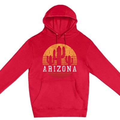 Arizona Cool Gift Gift Vintage Retro Cactus Gift Premium Pullover Hoodie