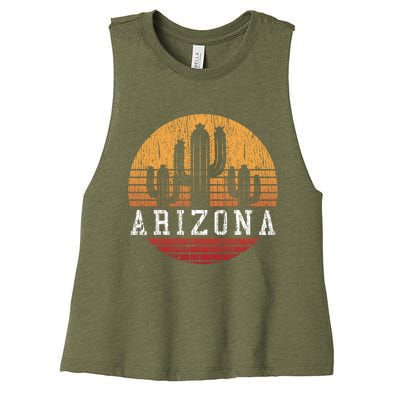 Arizona Cool Gift Gift Vintage Retro Cactus Gift Women's Racerback Cropped Tank