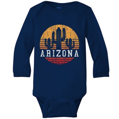 Arizona Cool Gift Gift Vintage Retro Cactus Gift Baby Long Sleeve Bodysuit