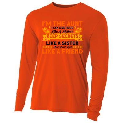 Aunt Can Give Hugs Like A Mother Thanksgiving Aunt Funny Gift Cooling Performance Long Sleeve Crew