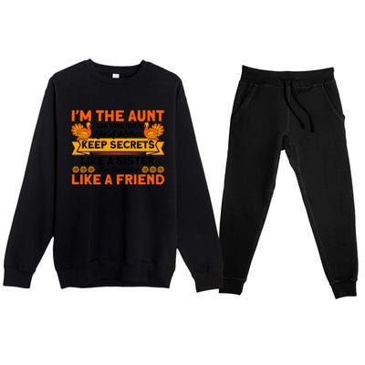 Aunt Can Give Hugs Like A Mother Thanksgiving Aunt Funny Gift Premium Crewneck Sweatsuit Set