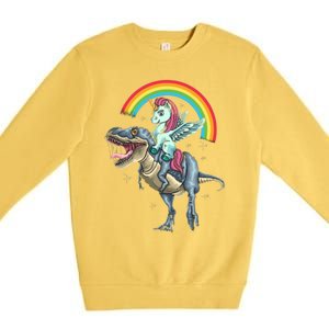 Aunticorn Cute Gift Riding Dinosaur T Rex Gift Premium Crewneck Sweatshirt