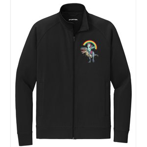 Aunticorn Cute Gift Riding Dinosaur T Rex Gift Stretch Full-Zip Cadet Jacket