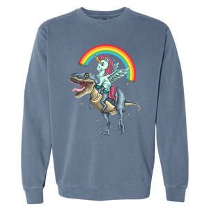 Aunticorn Cute Gift Riding Dinosaur T Rex Gift Garment-Dyed Sweatshirt