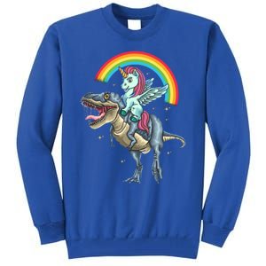 Aunticorn Cute Gift Riding Dinosaur T Rex Gift Tall Sweatshirt