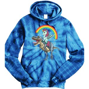 Aunticorn Cute Gift Riding Dinosaur T Rex Gift Tie Dye Hoodie