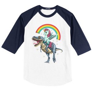 Aunticorn Cute Gift Riding Dinosaur T Rex Gift Baseball Sleeve Shirt