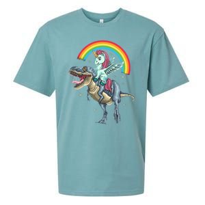 Aunticorn Cute Gift Riding Dinosaur T Rex Gift Sueded Cloud Jersey T-Shirt