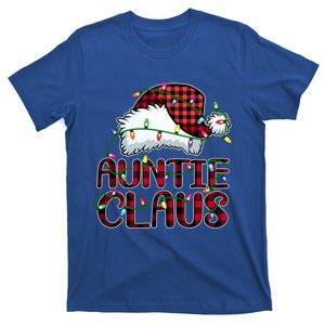 Auntie Claus Great Gift Christmas Lights Pajama Family Matching Funny Gift T-Shirt