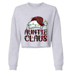 Auntie Claus Great Gift Christmas Lights Pajama Family Matching Funny Gift Cropped Pullover Crew