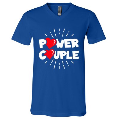 Anniversary Couple Gift Power Couple Gift Couples Valentine's Day Cool Gift V-Neck T-Shirt