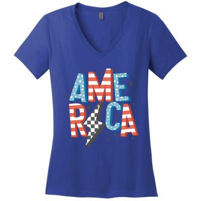 America Cute Gift Women's V-Neck T-Shirt