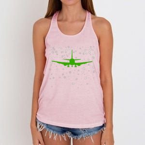 Airplane Christmas Gift Airplane Jet Cute Gift Blue Small Women's Knotted Racerback Tank