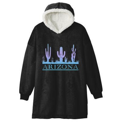 Arizona Cactus Garden Design Az Weathered Souvenir Hooded Wearable Blanket