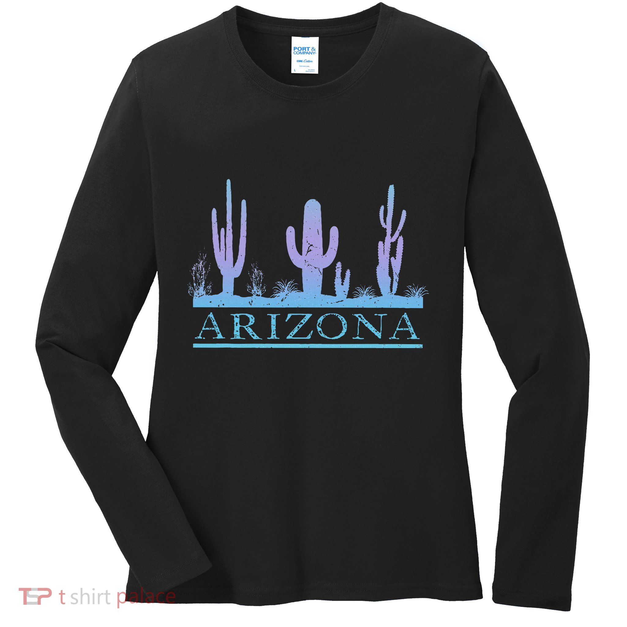 Arizona Cactus Garden Design Az Weathered Souvenir Ladies Long Sleeve Shirt