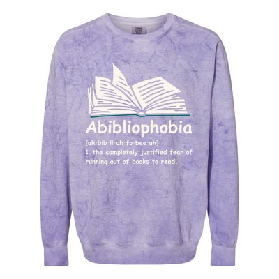 Abibliophobia Cute Gift Reading Bookworm Reader Gift Colorblast Crewneck Sweatshirt