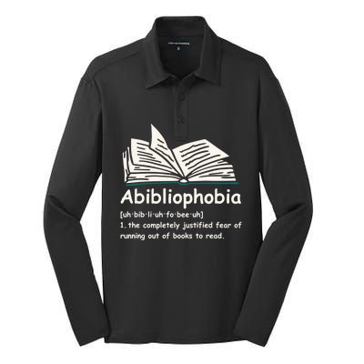 Abibliophobia Cute Gift Reading Bookworm Reader Gift Silk Touch Performance Long Sleeve Polo