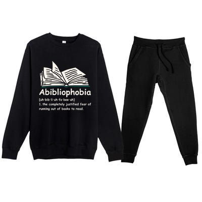 Abibliophobia Cute Gift Reading Bookworm Reader Gift Premium Crewneck Sweatsuit Set