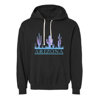 Arizona Cactus Garden Design Az Weathered Souvenir Garment-Dyed Fleece Hoodie