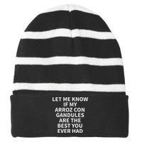 Arroz Con Gandules Apparel Cute Funny Rice Lover Design Striped Beanie with Solid Band