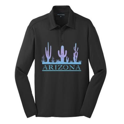 Arizona Cactus Garden Design Az Weathered Souvenir Cute Gift Silk Touch Performance Long Sleeve Polo