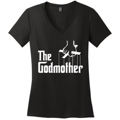 American Classics Godmother The Movie Distress Mothers Day Women's V-Neck T-Shirt