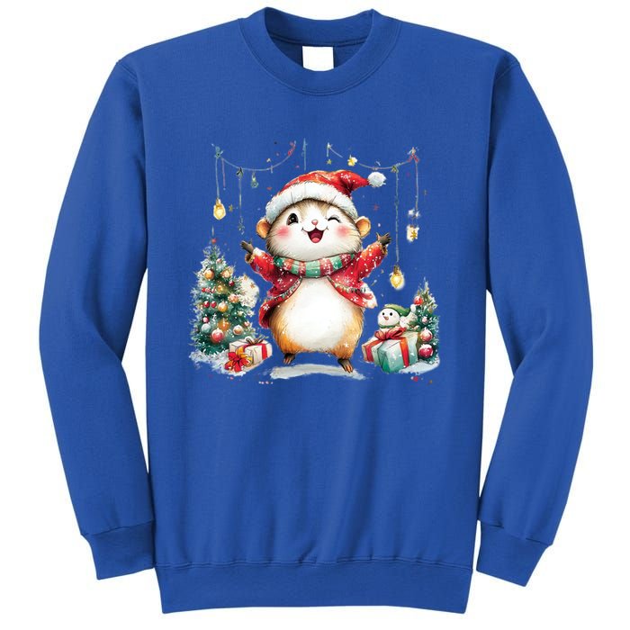 A Cute Hamster Dancing Joyfully By A Christmas Tree Funny Gift Sweatshirt