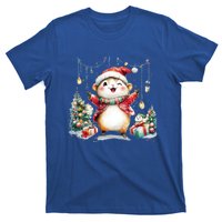 A Cute Hamster Dancing Joyfully By A Christmas Tree Funny Gift T-Shirt