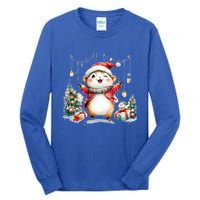 A Cute Hamster Dancing Joyfully By A Christmas Tree Funny Gift Tall Long Sleeve T-Shirt