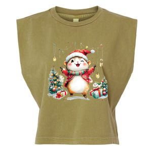 A Cute Hamster Dancing Joyfully By A Christmas Tree Funny Gift Garment-Dyed Women's Muscle Tee