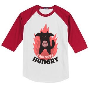 Angry Cat Hungry Cat Hangry Cat Grumpy Black Cat Kids Colorblock Raglan Jersey