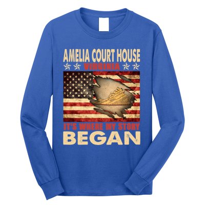 Amelia Court House Virginia Usa Flag Independence Day Gift Long Sleeve Shirt