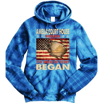 Amelia Court House Virginia Usa Flag Independence Day Gift Tie Dye Hoodie