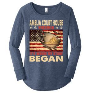 Amelia Court House Virginia Usa Flag Independence Day Gift Women's Perfect Tri Tunic Long Sleeve Shirt