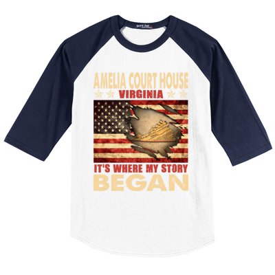 Amelia Court House Virginia Usa Flag Independence Day Gift Baseball Sleeve Shirt