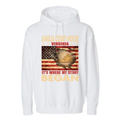 Amelia Court House Virginia Usa Flag Independence Day Gift Garment-Dyed Fleece Hoodie