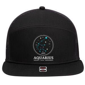 Aquarius Constellation Horoscope Aquarius Symbol Cool Gift 7 Panel Mesh Trucker Snapback Hat