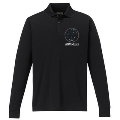 Aquarius Constellation Horoscope Aquarius Symbol Cool Gift Performance Long Sleeve Polo