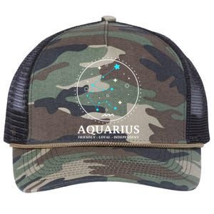 Aquarius Constellation Horoscope Aquarius Symbol Cool Gift Retro Rope Trucker Hat Cap