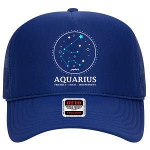 Aquarius Constellation Horoscope Aquarius Symbol Cool Gift High Crown Mesh Back Trucker Hat