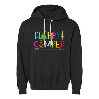 Arrow Camper Happy Summer Camp Camping Gift Garment-Dyed Fleece Hoodie