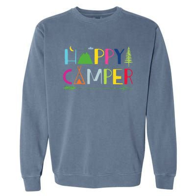 Arrow Camper Happy Summer Camp Camping Gift Garment-Dyed Sweatshirt