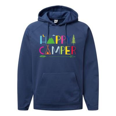 Arrow Camper Happy Summer Camp Camping Gift Performance Fleece Hoodie