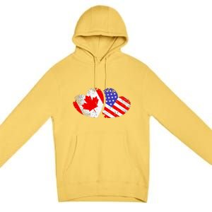 American Canadian Heart Valentines Day Giftc Premium Pullover Hoodie