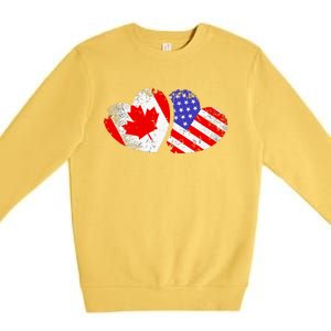 American Canadian Heart Valentines Day Giftc Premium Crewneck Sweatshirt