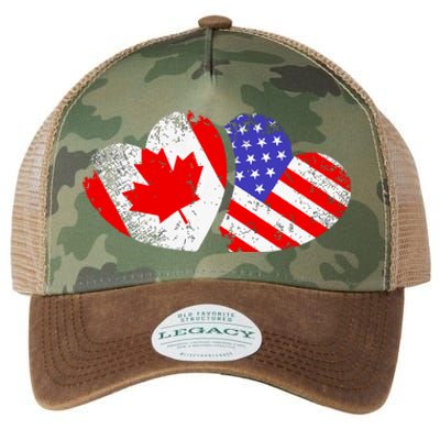 American Canadian Heart Valentines Day Giftc Legacy Tie Dye Trucker Hat