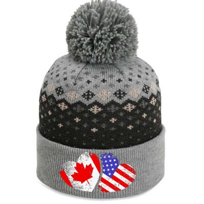 American Canadian Heart Valentines Day Giftc The Baniff Cuffed Pom Beanie