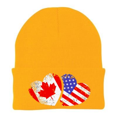 American Canadian Heart Valentines Day Giftc Knit Cap Winter Beanie