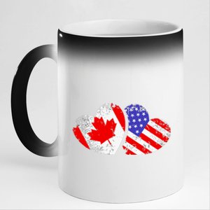 American Canadian Heart Valentines Day Giftc 11oz Black Color Changing Mug